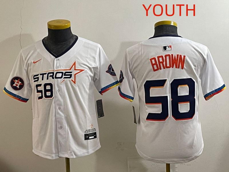 Youth Houston Astros #58 Brown White Fourth generation Joint Name 2025 Nike MLB Jersey style 9